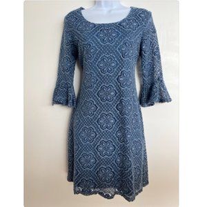 Blue Crochet Younique Dress - Flared Sleeves